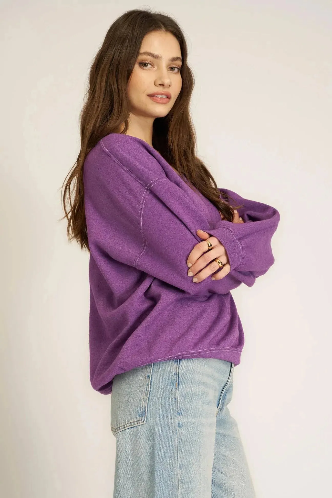 Scorpio Notch Neck Swtshrt by Project Social T | Purple Rain