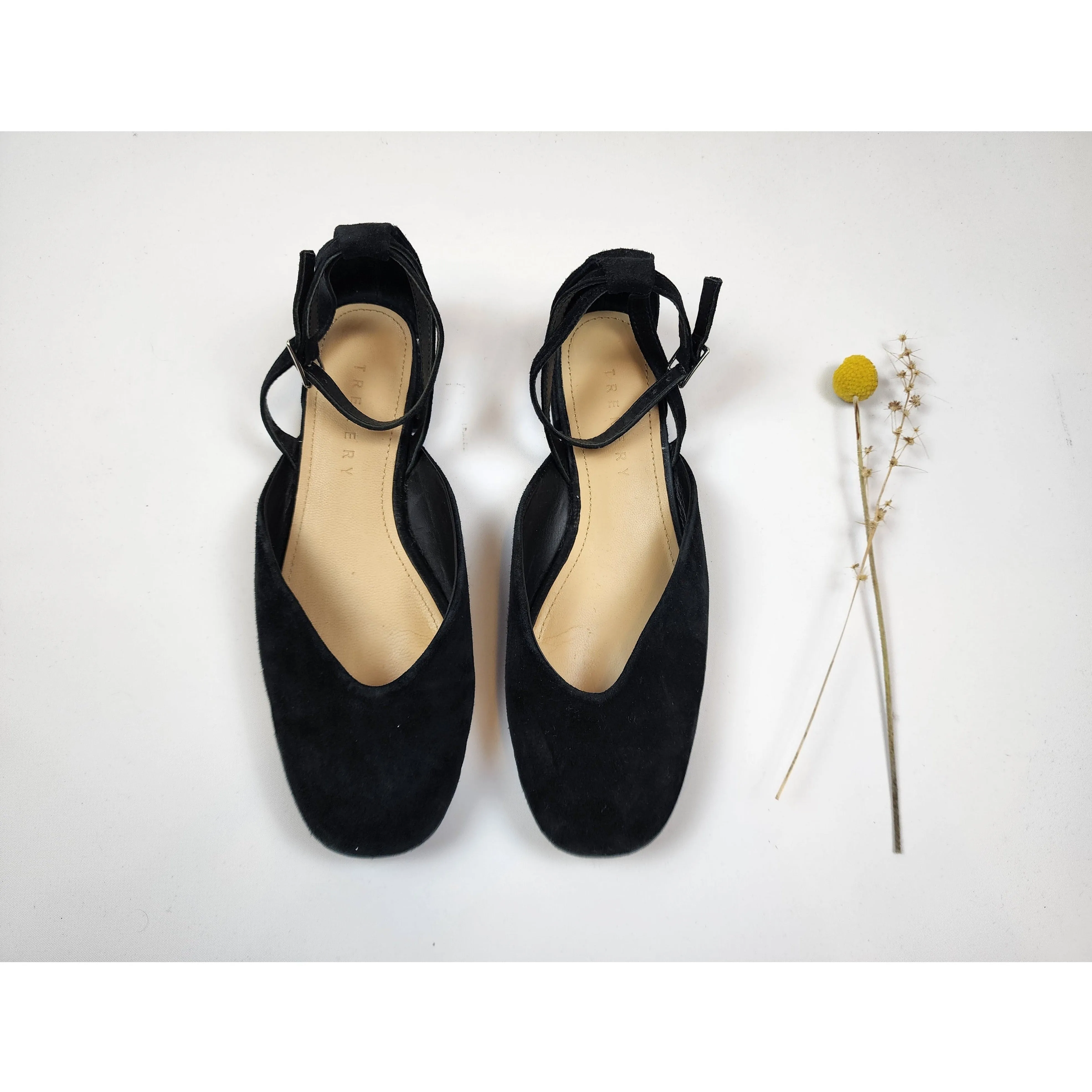 Trenery black suede shoes with ankle strap size 37